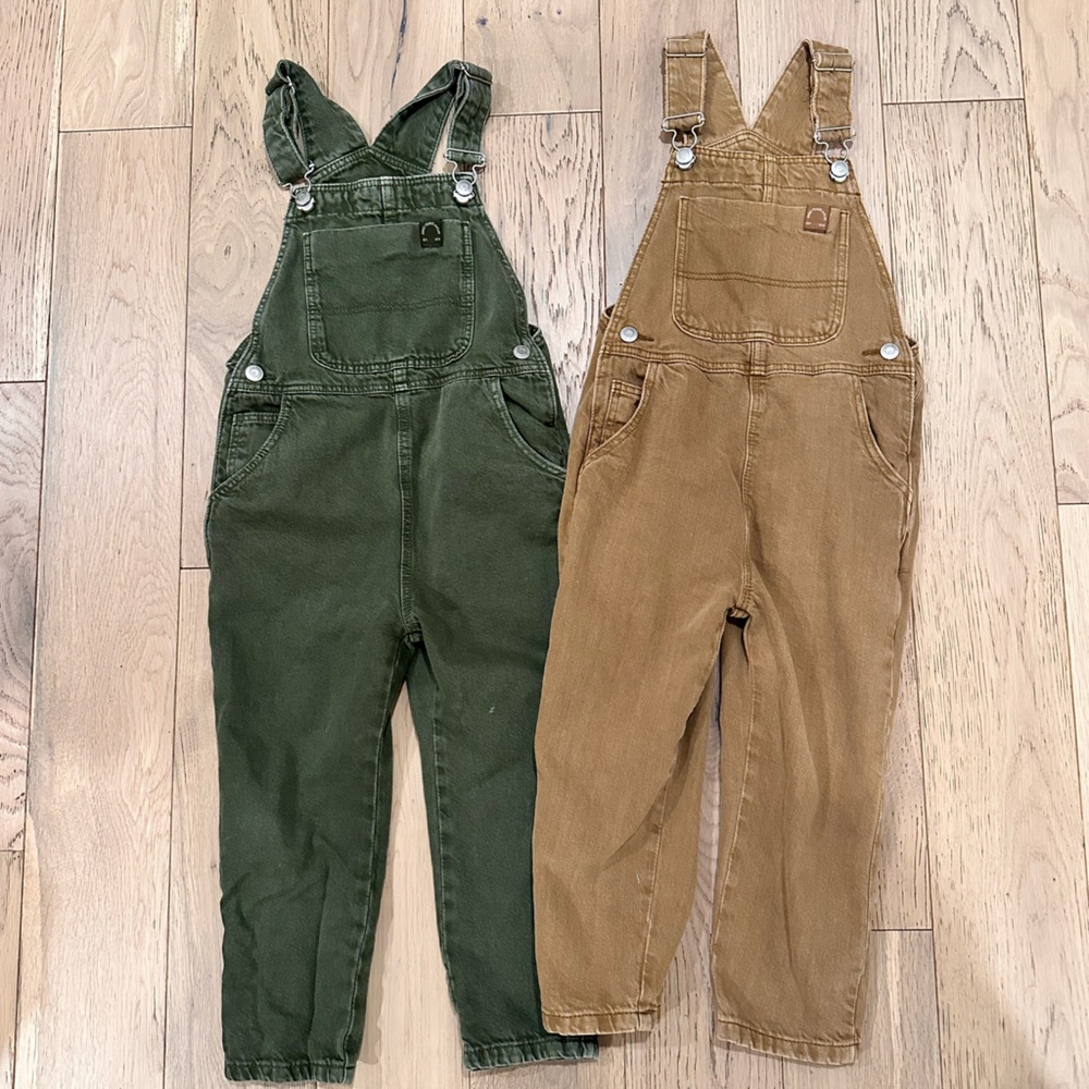 Zara Kids Overalls in Olive Green and Tan